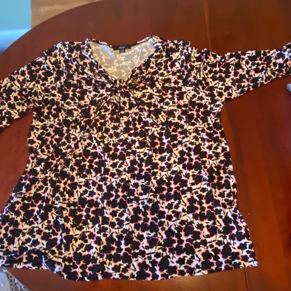 Ellos three quarter sleeve blouse with knot accent